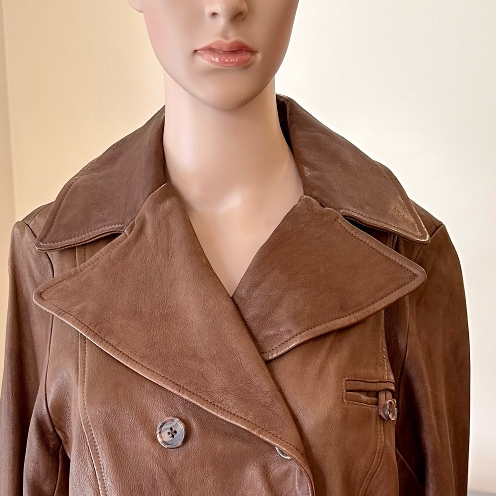 NWT Luxury Minimalist Premium Banana Republic Leather Double Breasted Jacket - Picture 15 of 17